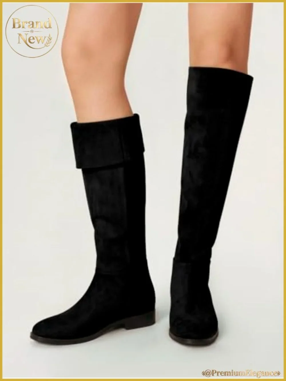 Suede Knee High Boots Convertible Fold Over Slouchy Flat Round Toe